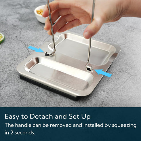 KITCHENDAO Foldable Spoon Rest and Pot Lid Holder for Counter, Non-scratch Silicone Base, Stainless Steel Pan Pot Cover Lid Rack Shelf Stand Holde...