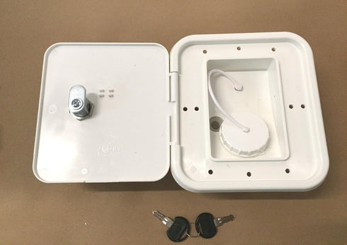 Valterra White Gravity Water Hatch Fill Dish Lock Keys RV Trailer...