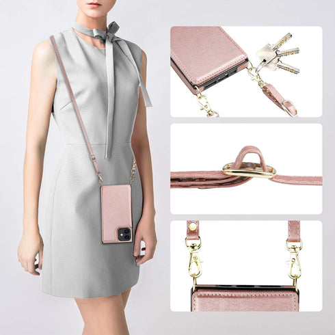 Bocasal Crossbody Wallet Case for iPhone 11 Credit Card Holder PU Leather Kickstand Shockproof Detachable Cross Body Strap Lanyard Magnetic Closur...