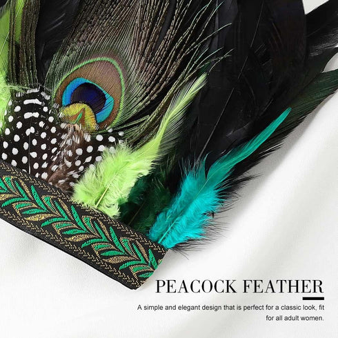 Aukmla Peacock Feather Fascinator Decorative Feather Headpiece Crown Headdress Costume Halloween Headband for Party...