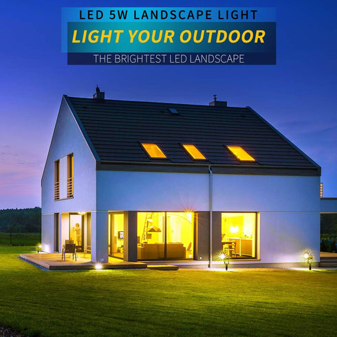 LED Landscape Lights,5W 120V AC Outdoor Pathway Garden Yard Spotlight,IP65 Waterproof Garden Flood Light,Outdoor Spotlight with Stake,UL Cord 5-ft...