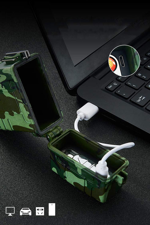 Skywin Waterproof Cigarette Case with Lighter - Airtight Cigarette Dry Box with Rechargeable Lighter - Dry Cigarette Case Protects Cigarettes from...