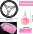 Cute Fluffy Steering Wheel Cover Set, Warm Soft Fur Fuzzy Steering Wheel Covers for Women/Girls,Universal 15 Inch 1 Set 8 Pcs Furry Car Accessorie...