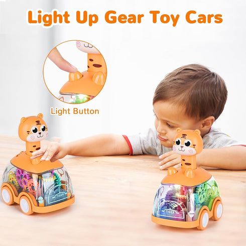 Baby Toy Cars Press and Go Car for Toddler, Light Up Toys Birthday Gifts for Kids Boys Girls, Tiger 2PCS...