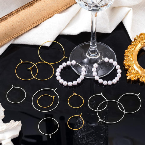 OIIKI 280PCS Earring Beading Hoops, 4 Sizes Gold/Silver Plated Hoop Earring Findings, Open Hoops, Metal Earring Rings, Round Earring Beading Decor...