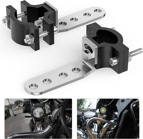 Nilight Motorcycle Light Bar Tube Clamp Bracket Fit from 0.7 to 1.2Inch Round Tube Mounting Brackets Offroad LED Light Pods Front Fork Lights Roof...