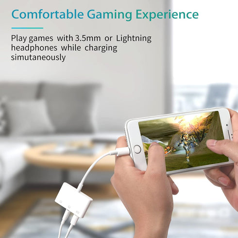 3.5mm Headphone Splitter for iPhone iPad 3 in 1 Earphone Jack Adapter with Fast Charging Lightning Audio Jack Connector Compatible for iPhone 14 1...