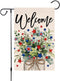 4th of July Floral Summer Garden Flag 12x18 Inch Double Sided Patriotic Mason Jar Flowers Independence Day Yard Flag(D)...