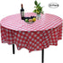 10 Pack Round Plastic Checkered BBQ Tablecloth -Red & White Checkered Gingham Tablecloth -Plastic Picnic Table Covers (Round 84 inch)...