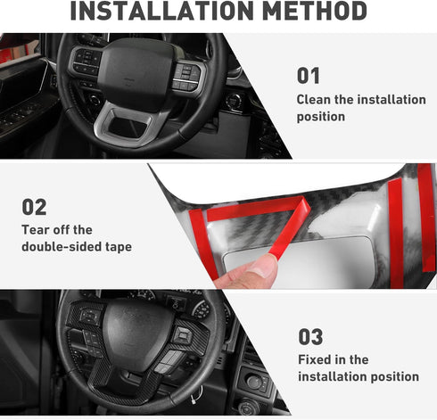 Carbon Fiber Steering Wheel Panel Compitable with Ford F150 2015-2020 Interior Accessories (ABS,1PC)...