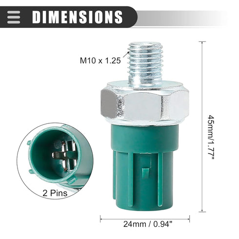 Motoforti Car Engine Oil Pressure Sensor Switch,for Acura MDX 2001-2013,Metal Plastic,37250-PR3-003,Green...