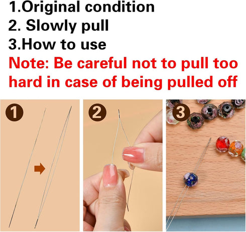 30 Pcs Beading Needles Set Include 15 Pcs Long Straight Beading Thread Needles + 15 Pcs Big Eye Beading Needles, Embroidery Needles with Needle Bo...