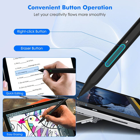 MoKo Stylus Pen for Surface, Fast Charging Surface Pen for Microsoft Surface Pro 7/8/9/X/6/5/4/3 Pen Double-end Digital Pen for Surface Pro/Book/L...