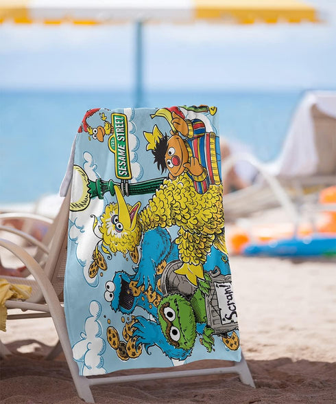 Trevco Sesame Street Retro Gang Officially Licensed Beach Towel 30" X 60"...