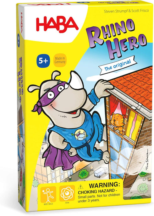 HABA Rhino Hero Game - Card Games for Kids, Ideal for Ages 5 & up - The Heroic Rhino Hero Stacking Card Game Adventure - Triple Award Winner...