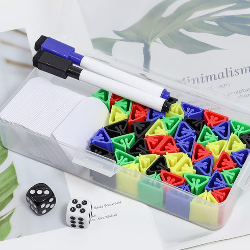102Pcs Blank Game Board Markers and Game Card Stands with 2Pcs dice,Black and Blue Marker Pens for DIY Board Game Party Favor Home or Office...