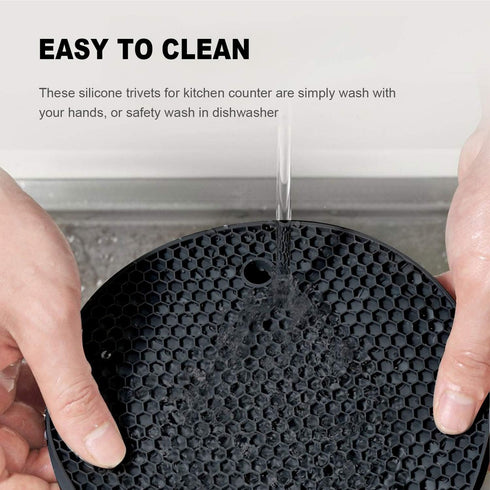 4 Pcs Trivets for Hot Dishes, Kitchen Heat Resistant Pot Holders, Extra Thick Large Non Slip Multipurpose Kitchen Accessories, Silicone Mat, Hot P...