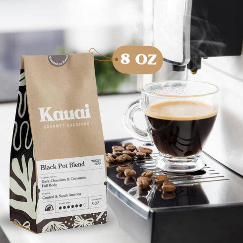 Black Pot Ground Coffee Dark Roast with Cinnamon and Dark Chocolate Taste Notes, Dark Roast Ground Coffee for Espresso (8oz Pack)...
