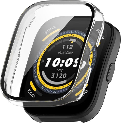 Protective Case Compatible for Amazfit Bip 5 Screen Protector, All-Around Case Tempered Glass Bumper Full Cover Shell Coverage Cases for Amazfit B...