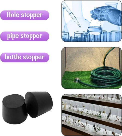 AnRui 6 Pack Solid Rubber Stoppers Tapered Lab Seal Plug 42mm to 50mm Test Tubes Bungs Stopper for Industrial, Laboratory, Home Use...