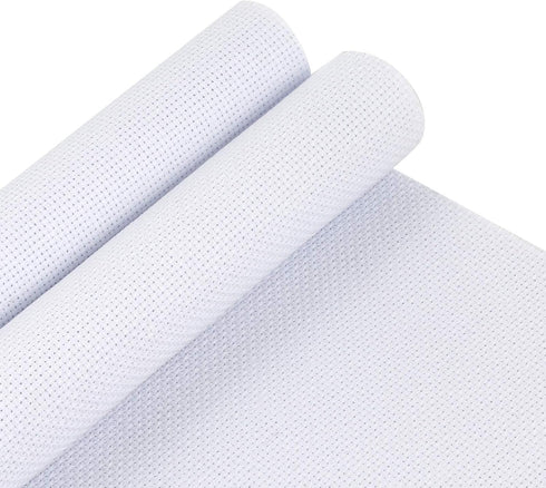 Pllieay 2 Pieces 14 Count Big Size White Aida Cross Stitch Fabric, Classic Reserve Aida Cloth, 19.6 x 21.6 Inch...
