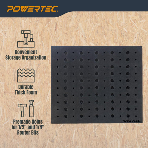 POWERTEC Router Bit Storage Inserts for 110 Bits, 50PCS 1/2" and 60PCS 1/4" Shank Router Bits, Routers Bit Holder, Bits Organizer with High Densit...