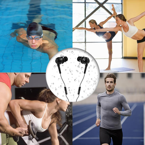 AGPTEK IPX8 Waterproof in-Ear Earphones, Coiled Cable Swimming Earbuds with Stereo Audio Extension Cable, Wired, Black......