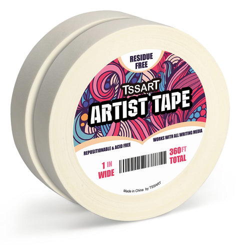 2 Pack White Artist Tape - Masking Artists Tape for Drafting Art Watercolor Painting Canvas Framing - Acid Free 1 Inch Wide 360FT Long Total...