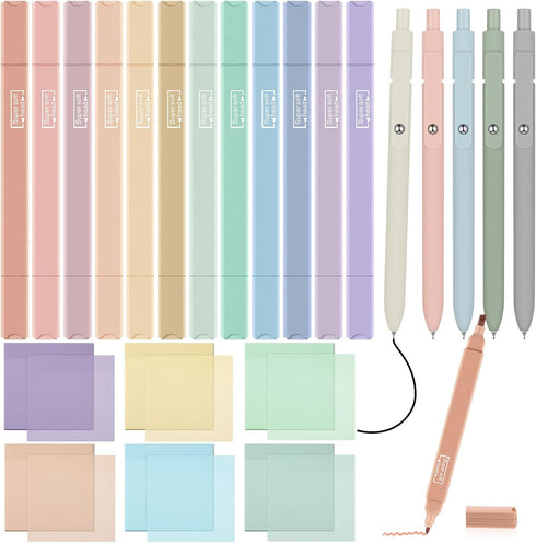 Yinder 23 Pcs Bible Aesthetic School Supplies Include 12 Aesthetic Bible Pastel No Bleed Highlighters 5 Pcs Retractable Point Gel Pens 6 Pad Trans...