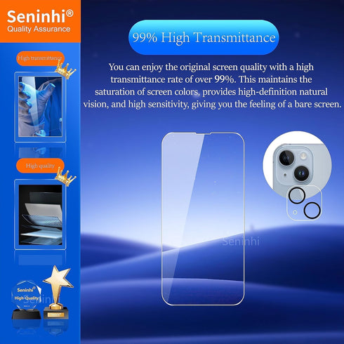 [1+1+2Pack for iPhone 14 Plus 6.7inch Transparent Screen Protector 1Pack + Privacy Screen Protector 1Pack + Camera Lens Protector 2Pack, Tempered ...