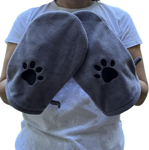 Penny & Niko Microfiber Pet Towel Mitts - Paw Cleaning and Drying Mitts/Gloves for Dogs and Cats (Large - 2 Pack, Gray)...