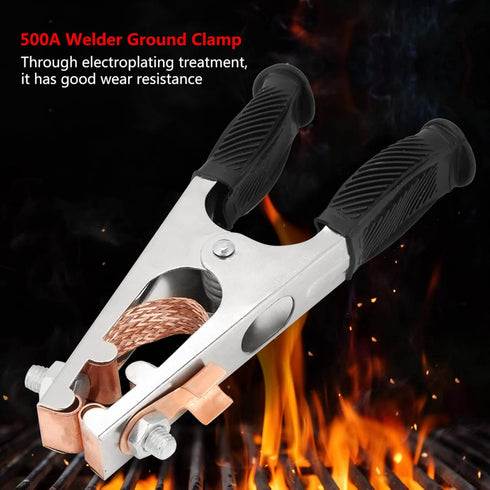 Welding Ground Clamp, 500A Electroplated Ground Clamp Copper Welding Earth Clip for Manual Welder Welding Machine (American)...