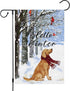 Louise Maelys Hello Winter Golden Dog Garden Flag 12x18 Double Sided, Burlap Farmhouse Small Cardinal Retriever Garden Yard Flags for Winter Seaso...