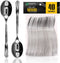Party Bargains Disposable Upscale Collection Tea Spoons, 40 Count, Silver, Plastic Flatware Cutlery Utensils, Excellent for Birthdays, Parties, Bu...