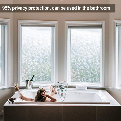 NIVIY 3D No Glue Static Cling Window Films Privacy Cut Glass Window Sticker for Bathroom Office Kitchen Window Decor 17.7"x 78.7"...