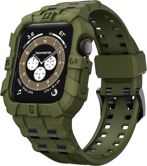 T-ENGINE Band Compatible with Apple Watch 44mm SE Series 6 Series 5 4 for 42mm Series 3, TPU Protective Raised Edge Case with Band Inserted 316L S...