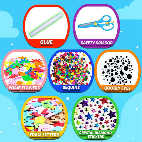Goody King Arts and Crafts Supplies for Kids - Craft Art Supply Jar Kit for Student Age 4 5 6 7 8 9 10 Year Old Crafting Activity - Collage Arts S...