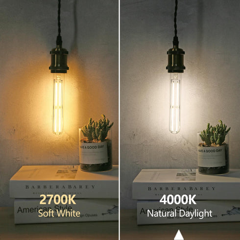 T10 Dimmable Edison Bulb, Natural Daylight 4000K Light Bulbs, E26 Base, 6W Equal 60 watt, 700LM, Tubular Led Bulb for Rustic Pendant, Wall sconces...