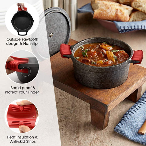 Silicone Assist Hot Pan Handle Holder Hot Skillet Handle Covers Pot Holder Sleeve Cast Iron Skillets Nonslip Heat Resistant for Enameled Griddles ...