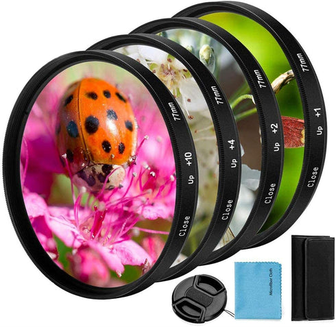 55mm Close-up Filter Kit 4 Pieces(+1,+2,+4,+10) Macro Filter Accessory Close-up Lens Filter Kit Set with Lens Filter Pouch for Canon Nikon Sony Pe...