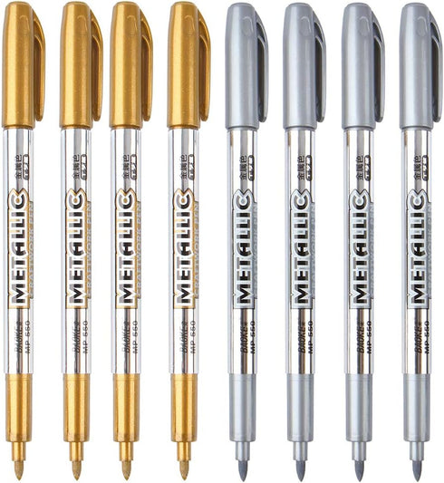 MYARTOOL Metallic Marker Pens, Gold and Silver Metallic Permanent Markers for Artist Illustration, Crafts, Gift Card Making, Scrapbooking, Fabric,...