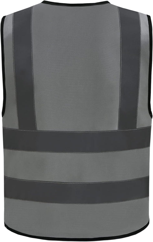 A-SAFETY grey security vest with zipper pockets...