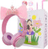 Priness Wired Kids Headphones with Mic for School/Travel,95dB Volume Limited,Shareport,On/Over Ear Bow Headsets with Nylon Cable-Pink...