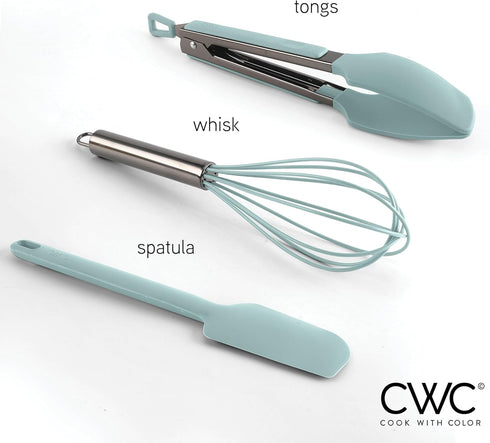 COOK WITH COLOR Silicone Cooking Utensils, 3 Pc Kitchen Utensil Set, Easy to Clean Silicone Kitchen Utensils, Cooking Utensils for Nonstick Cookwa...