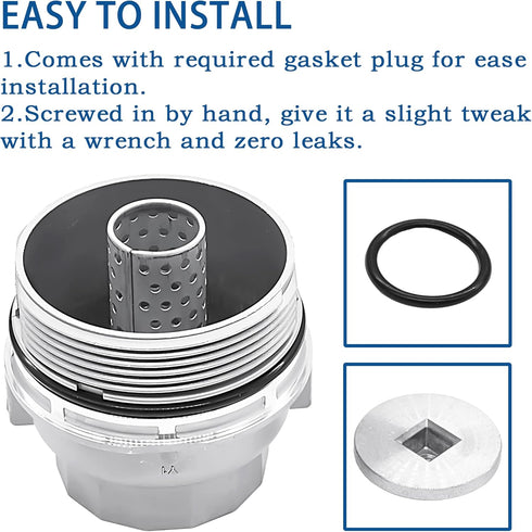 Oil Filter Housing Cap Assembly with Oil Plug Compatible with Toyota Camry Tacoma Tundra Venza 4Runner Avalon RAV4 Sienna & Lexus ES300h ES350 LS4...
