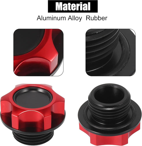X AUTOHAUX Red Aluminum Alloy Gas Engine Oil Filler Cap Plug Cover for Toyota Reiz Camry Highlander Crown Corolla...