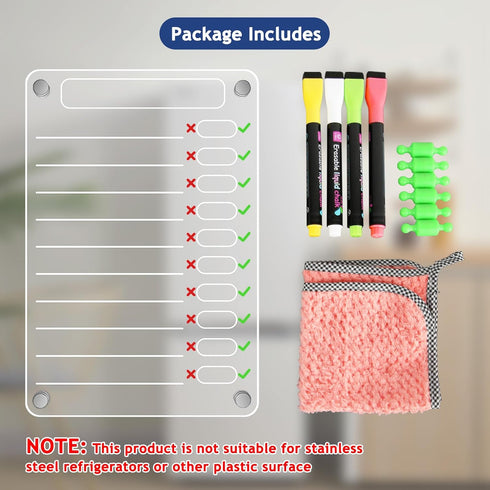 Acrylic Magnetic Erasable Chore Chart for Fridge for Kids Adults, 8"X12" Clear Magnetic Calendar Dry Erase Board to Do List for Refrigerator, Full...