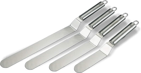 NewlineNY Professional Baker’s All Stainless Steel 4 Spatula Set – 6” 8” 10” and 12” Offset Blades for Better Icing Frosting Decorating...