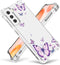 for Samsung Galaxy S21 FE Case,Alluring Purple Butterfly Pattern Anti Yellowing Slim Hard Cases,Hard PC + TPU Bumper Clear Shockproof Protective W...
