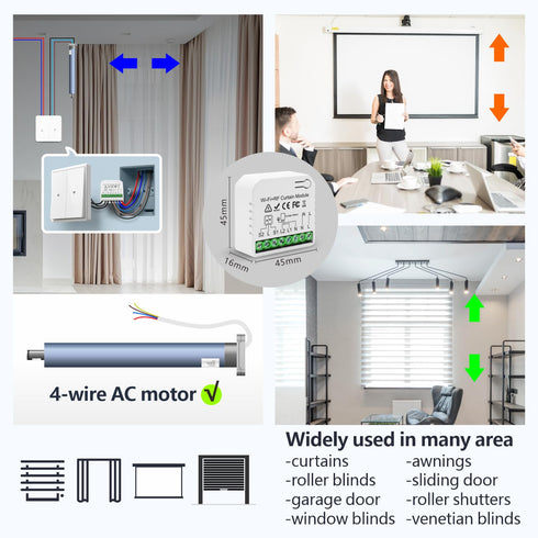 DieseRC WiFi Smart Roller Shutter Controller Module, Tuya APP WiFi Control Compatible with Alexa/Google Home APP Control and Manual Switch, Electr...
